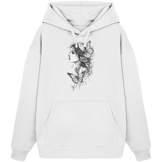 Schmetterlings Frau nur Vorderseiten Druck - Organic Oversize Hoodie