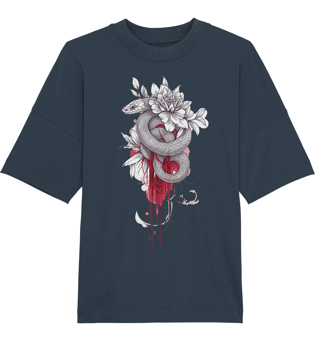 Schlange nur Vorderseiten Druck - Organic Oversize Shirt