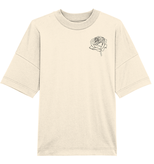Rosen Motiv basic T-Shirt nur Vorderseite druck, verschiedene Farben - Organic Oversize Shirt