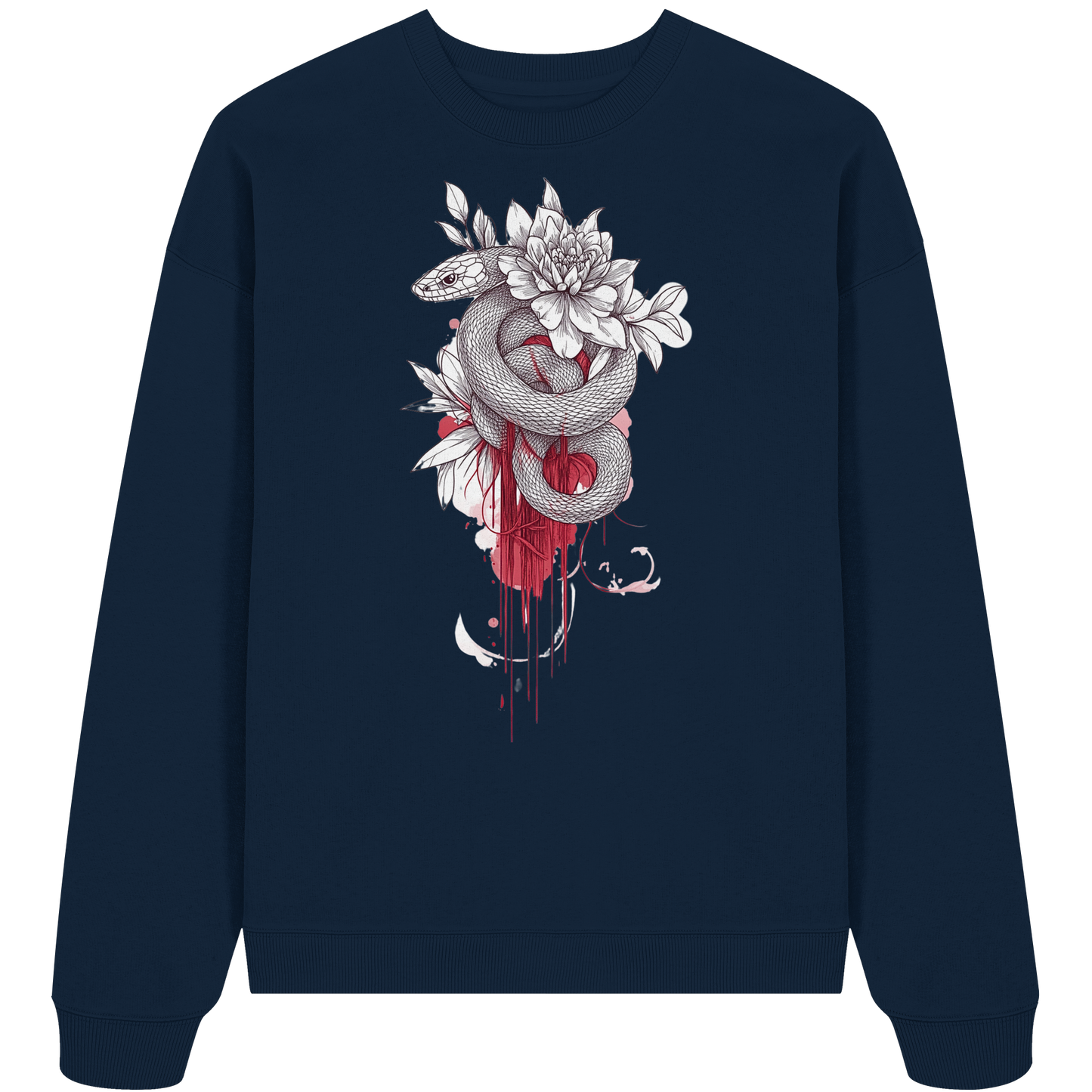Schlange nur Vorderseiten Druck - Organic Oversize Sweatshirt