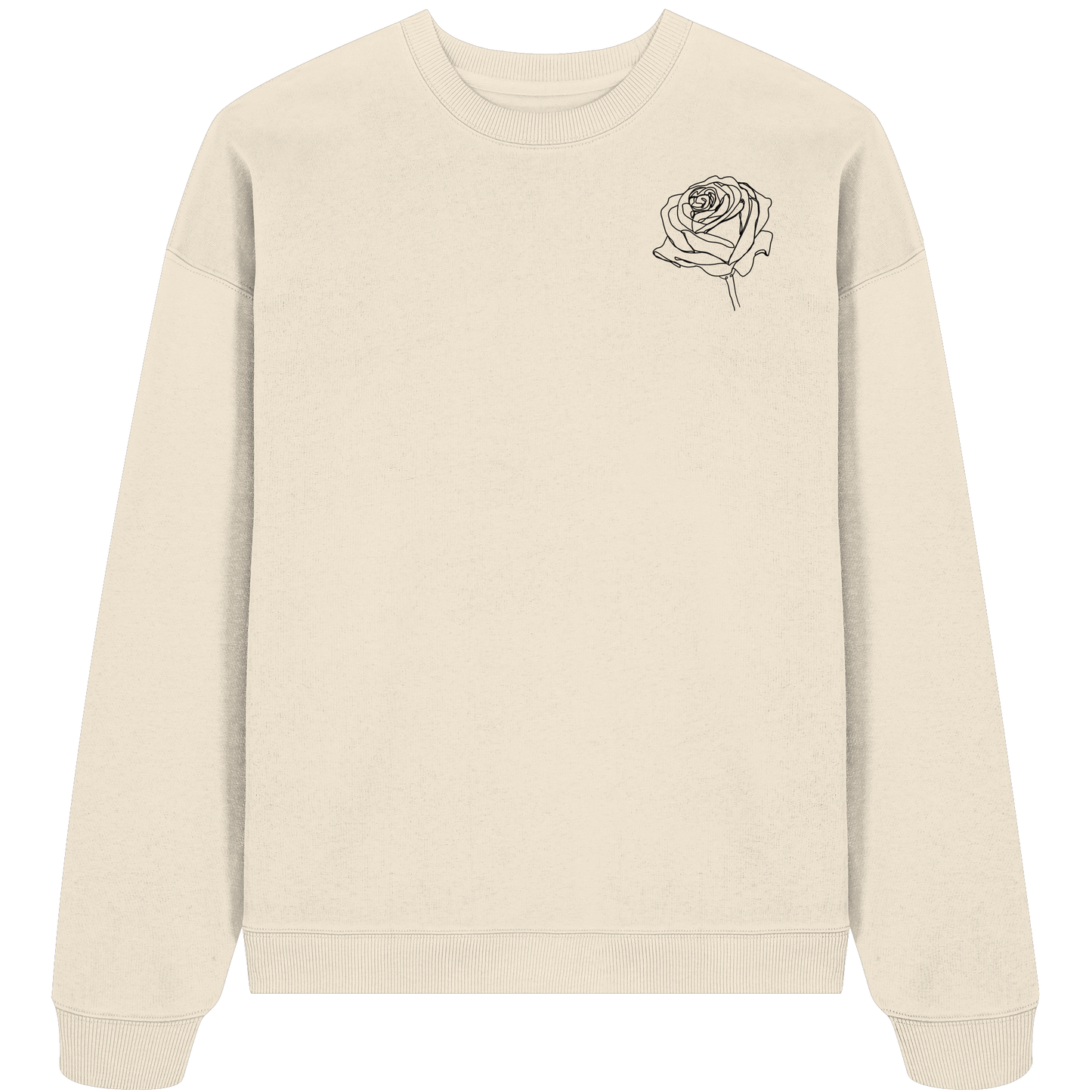 Rosen Motiv basic T-Shirt Design vor-Rückseite, verschiedene Farben - Organic Oversize Sweatshirt