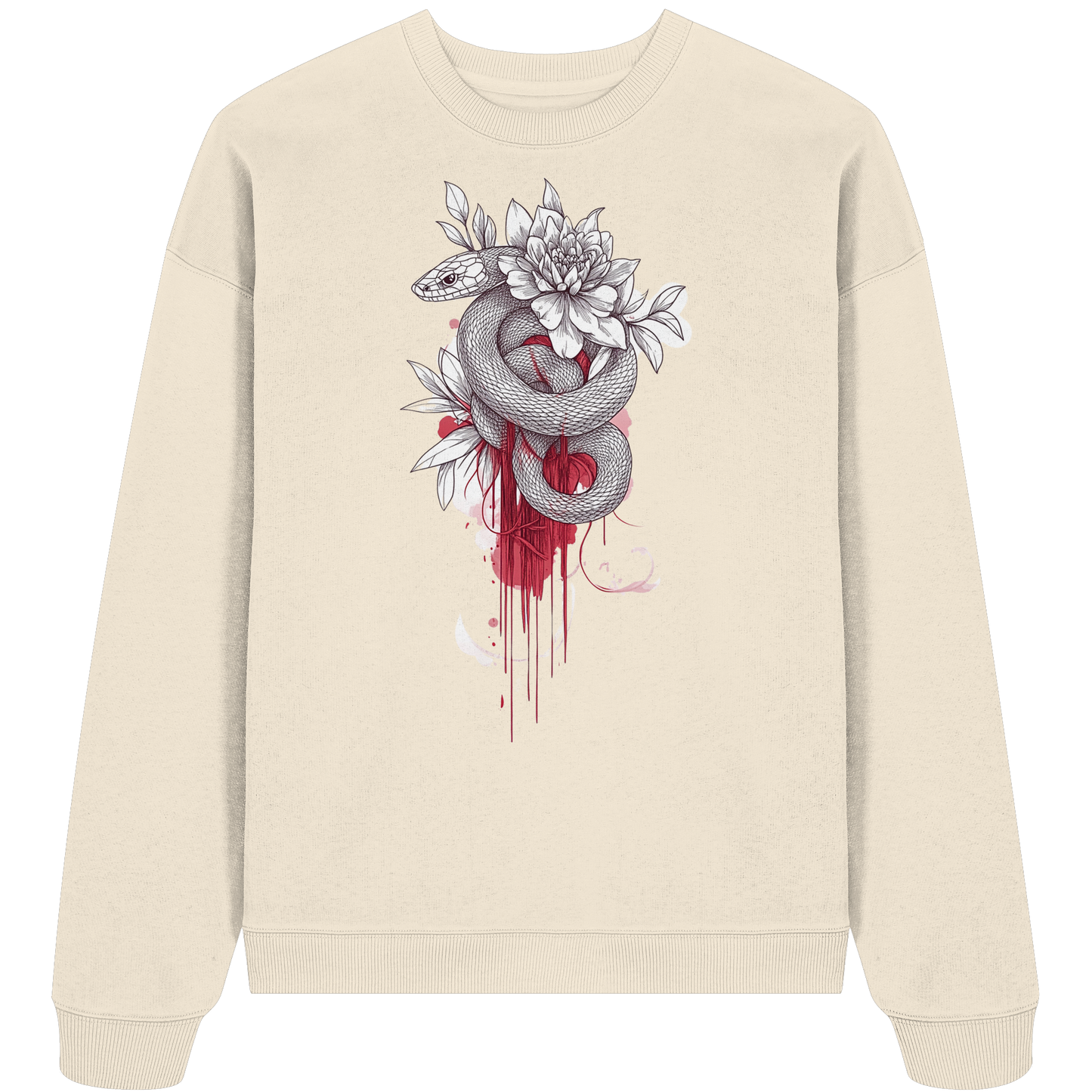 Schlange nur Vorderseiten Druck - Organic Oversize Sweatshirt