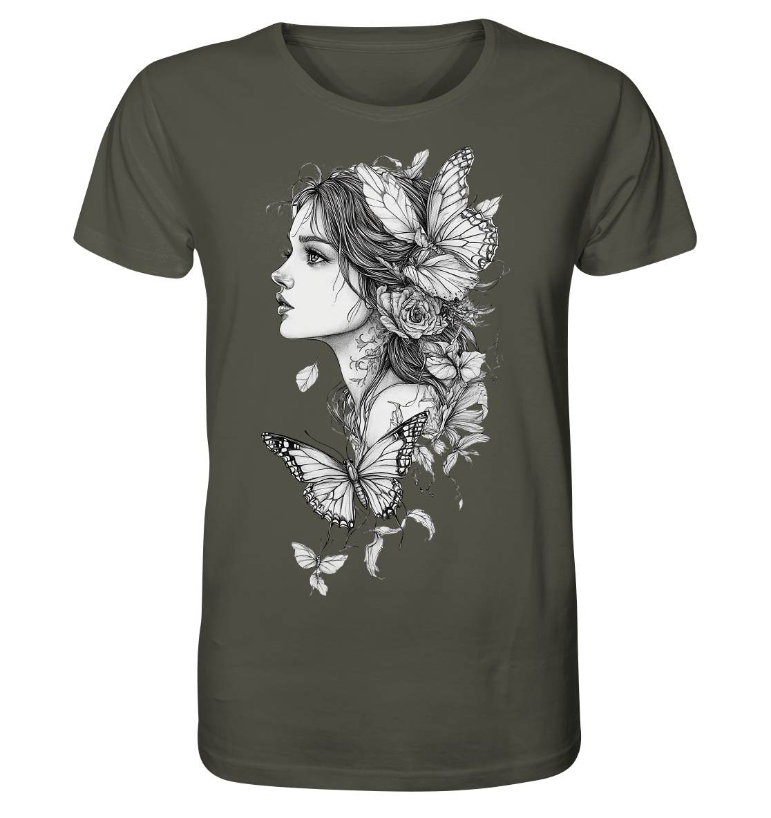 Schmetterlings Frau nur Vorderseiten Druck - Organic Shirt