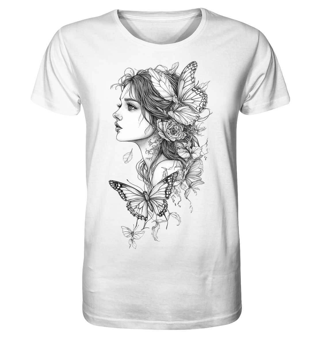 Schmetterlings Frau nur Vorderseiten Druck - Organic Shirt