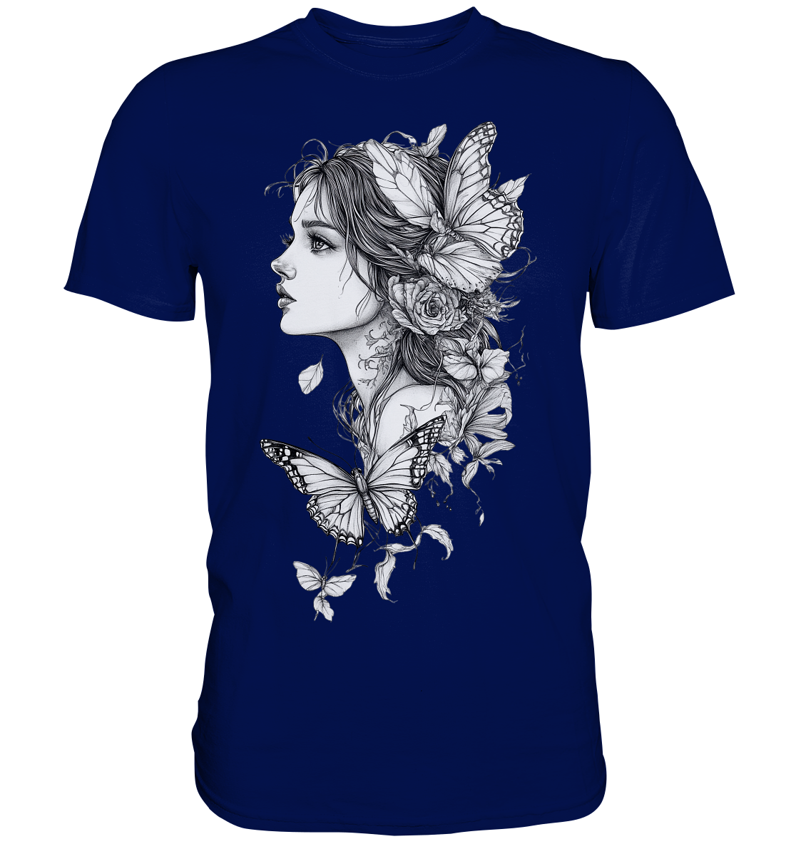Schmetterlings Frau nur Vorderseiten Druck - Premium Shirt