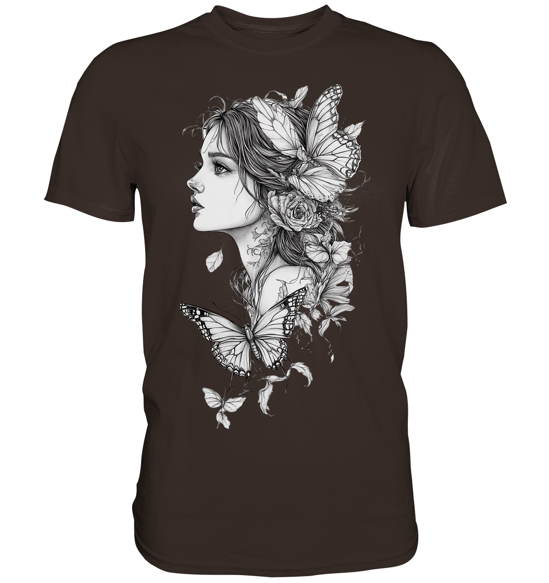 Schmetterlings Frau nur Vorderseiten Druck - Premium Shirt