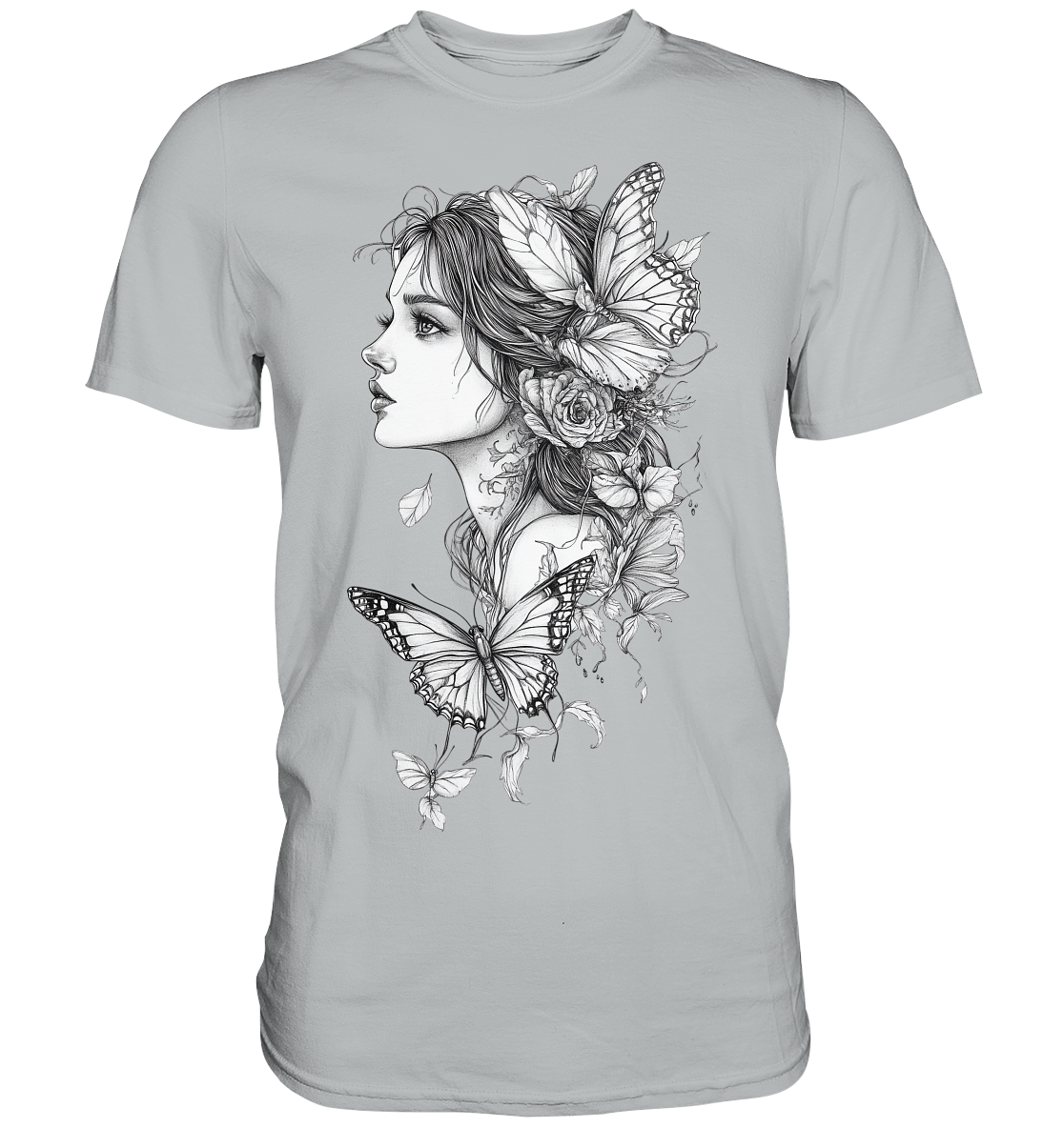 Schmetterlings Frau nur Vorderseiten Druck - Premium Shirt
