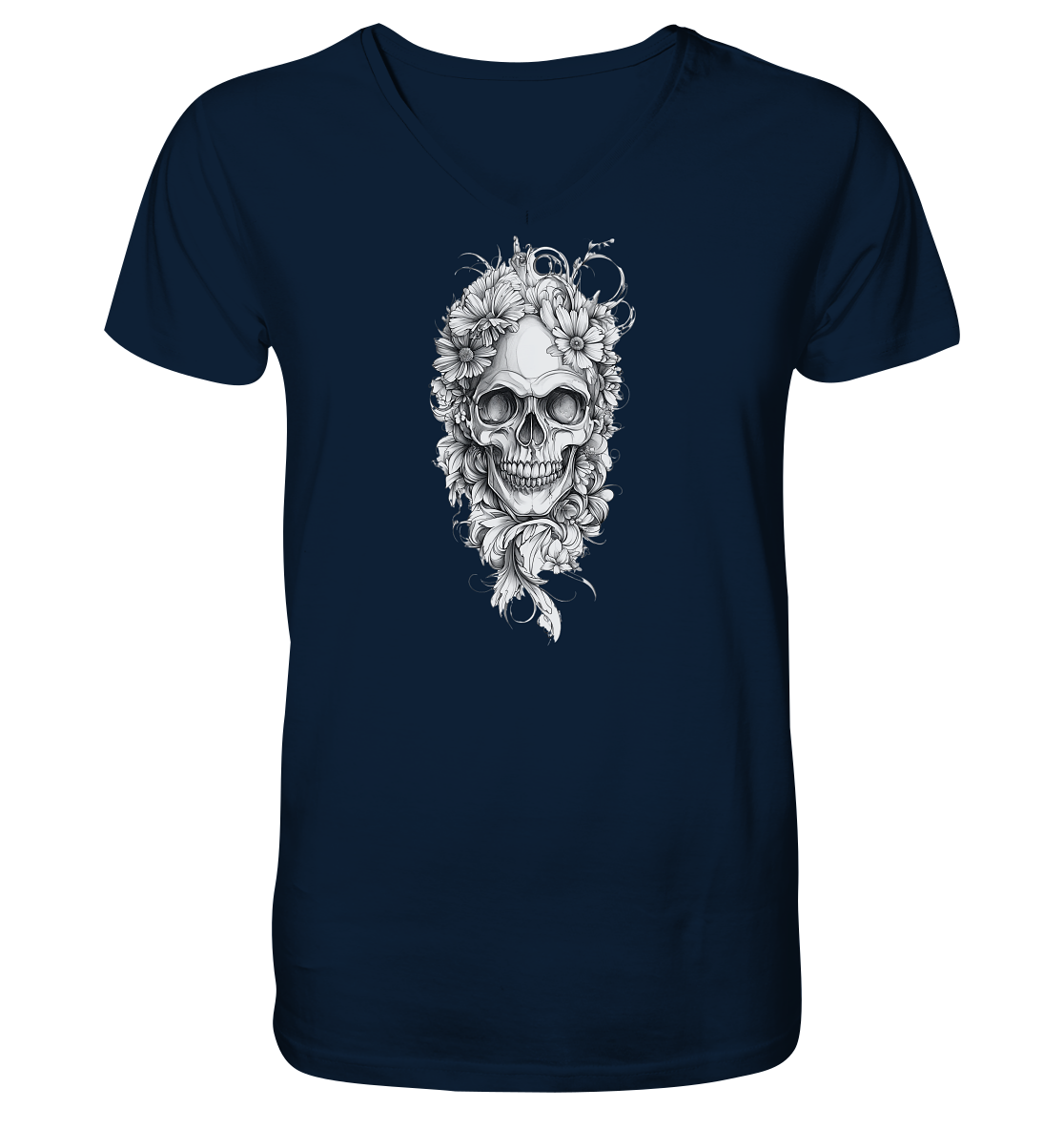 Totenkopfs Blüte  - V-Neck Shirt