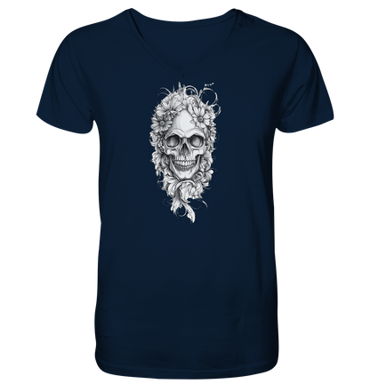 Totenkopfs Blüte  - V-Neck Shirt