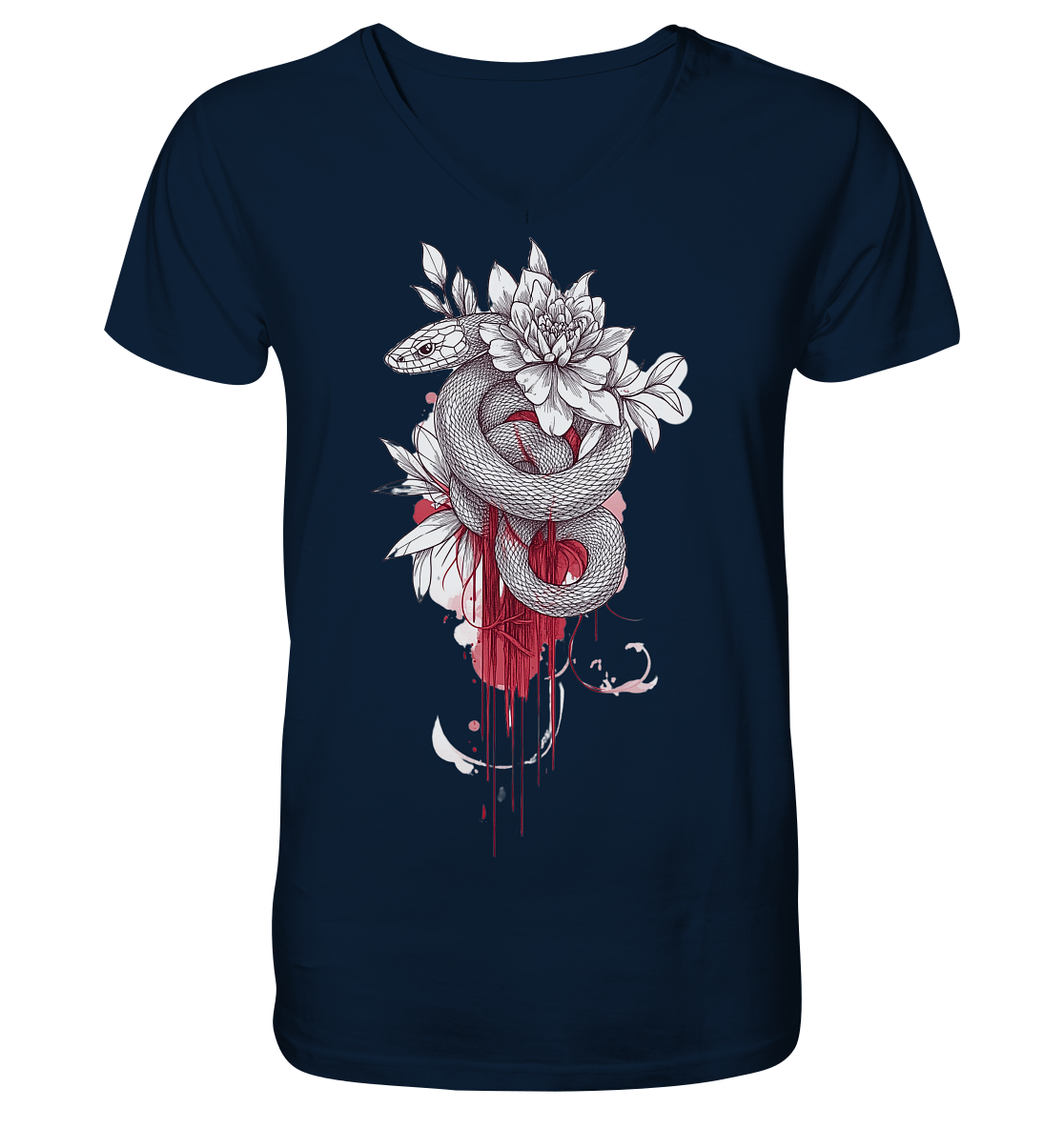 Schlange nur Vorderseiten Druck - V-Neck Shirt