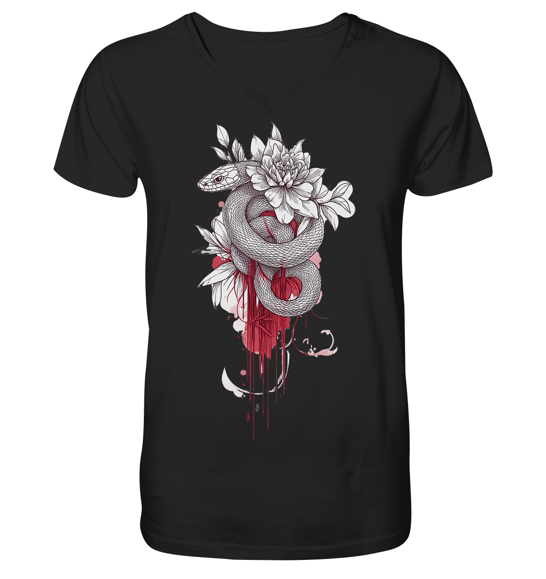 Schlange nur Vorderseiten Druck - V-Neck Shirt
