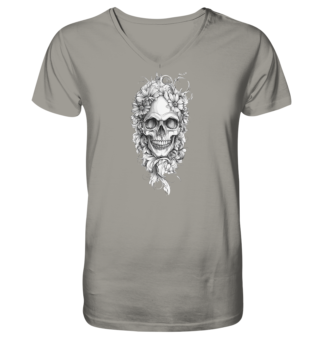 Totenkopfs Blüte  - V-Neck Shirt