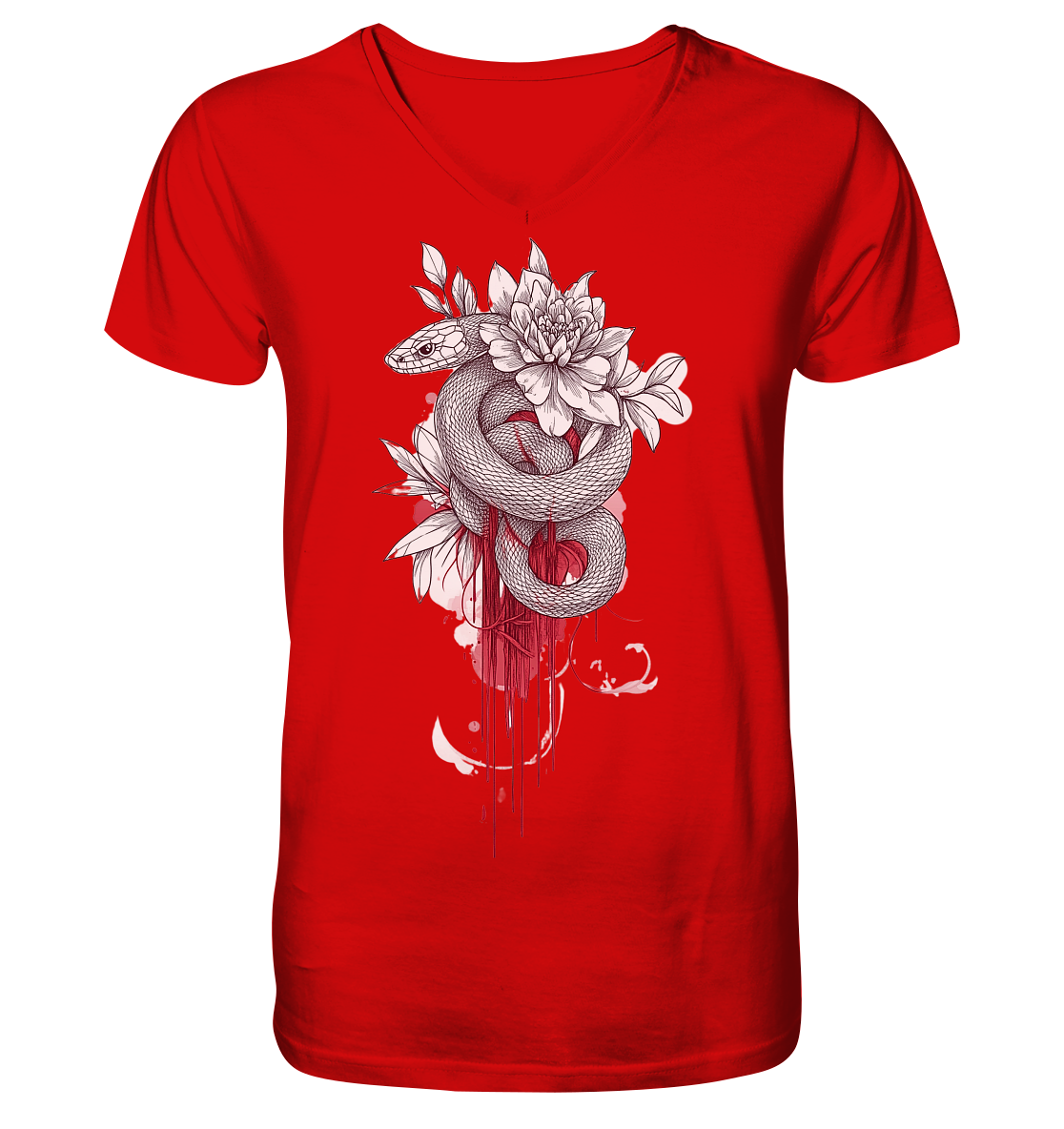 Schlange nur Vorderseiten Druck - V-Neck Shirt
