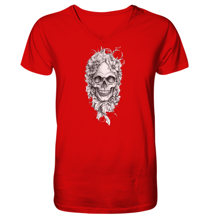 Totenkopfs Blüte  - V-Neck Shirt