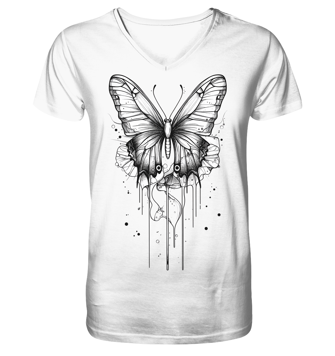 Schmetterlings Träume nur Voderseite - V-Neck Shirt