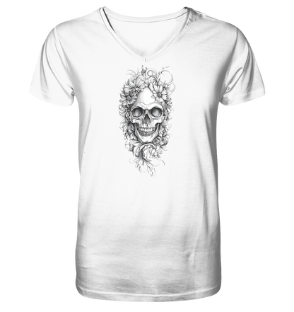 Totenkopfs Blüte  - V-Neck Shirt