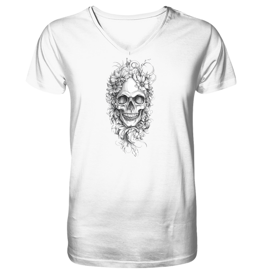 Totenkopfs Blüte  - V-Neck Shirt