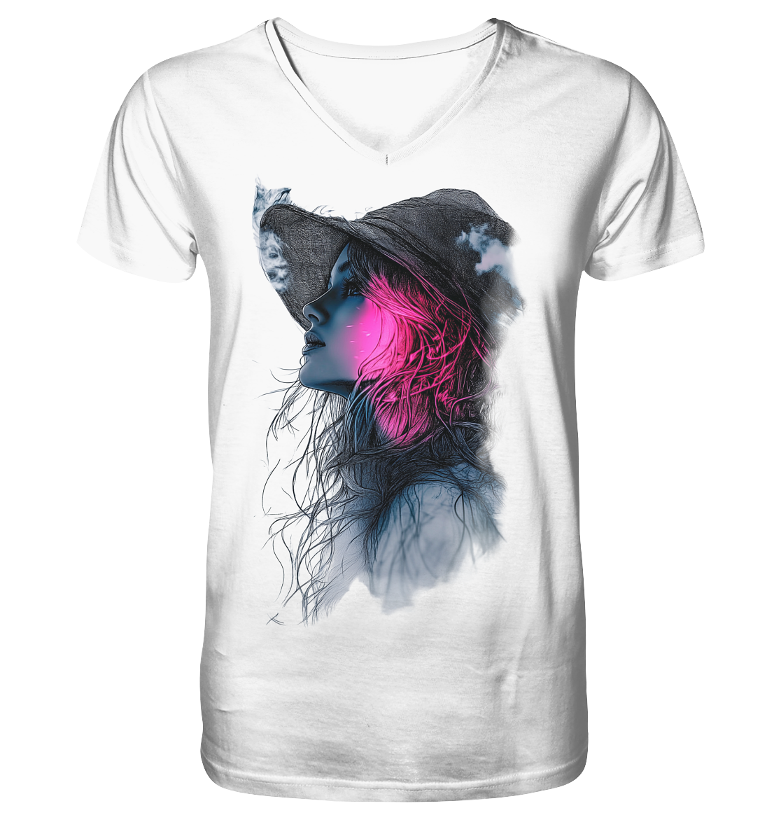 Frau nur Vorderseiten Druck - V-Neck Shirt