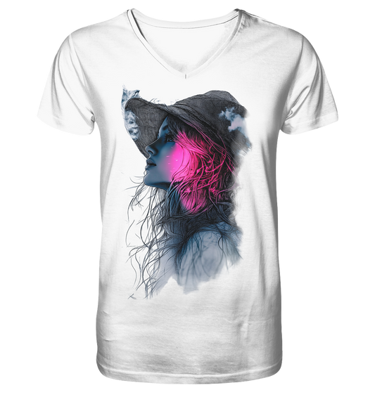 Frau nur Vorderseiten Druck - V-Neck Shirt