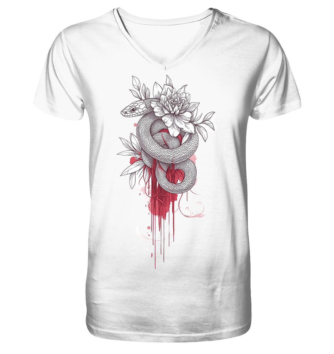 Schlange nur Vorderseiten Druck - V-Neck Shirt