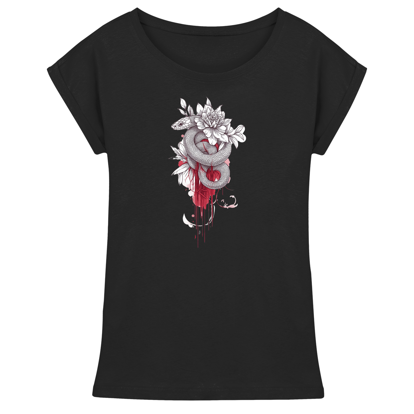Schlange nur Vorderseiten Druck - Womens Extended Shoulder T-Shirt