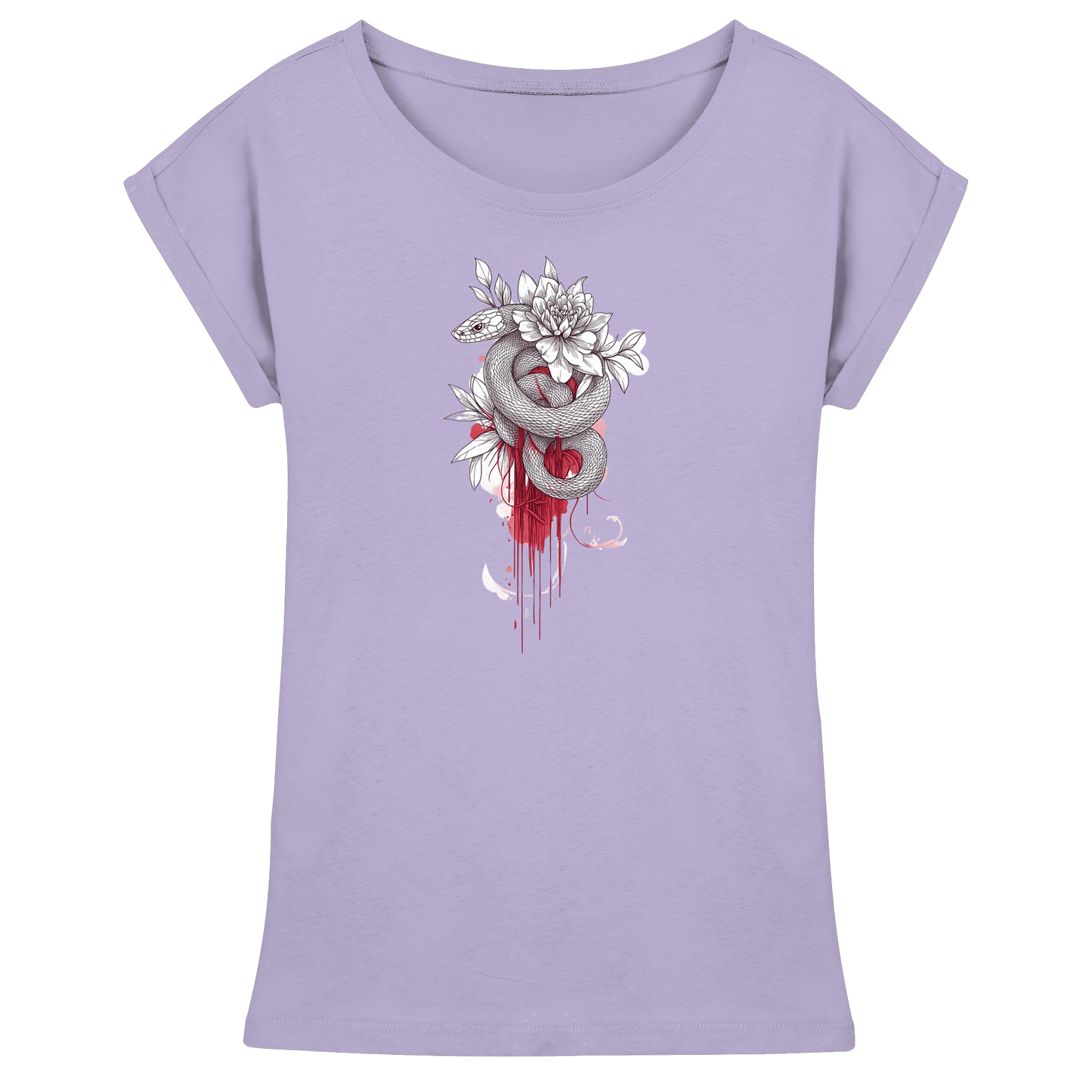 Schlange nur Vorderseiten Druck - Womens Extended Shoulder T-Shirt