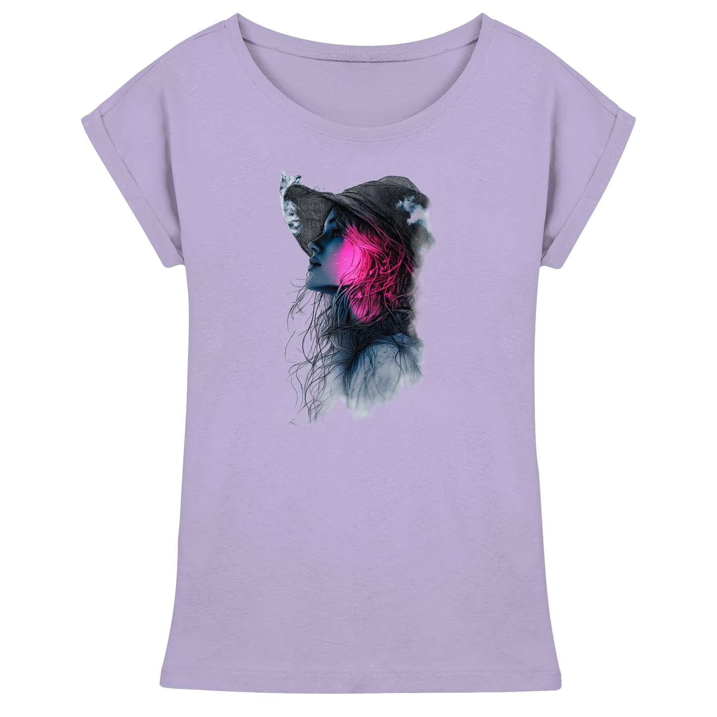 Frau nur Vorderseiten Druck - Womens Extended Shoulder T-Shirt