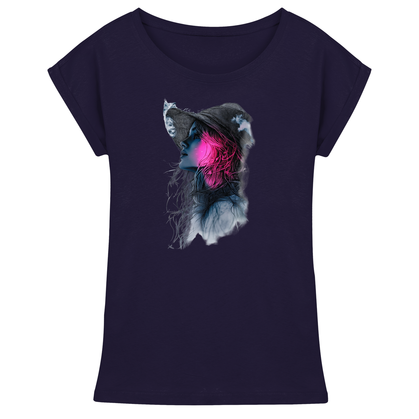 Frau nur Vorderseiten Druck - Womens Extended Shoulder T-Shirt