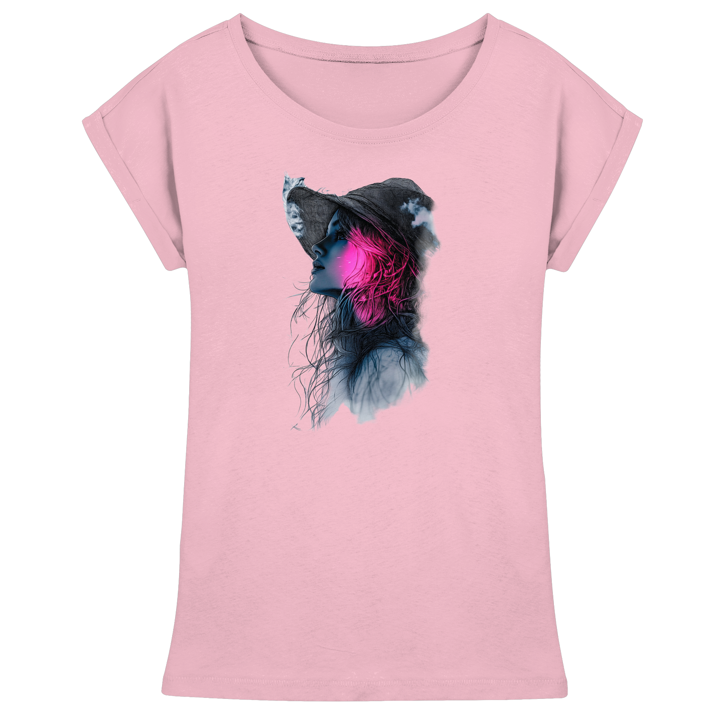 Frau nur Vorderseiten Druck - Womens Extended Shoulder T-Shirt