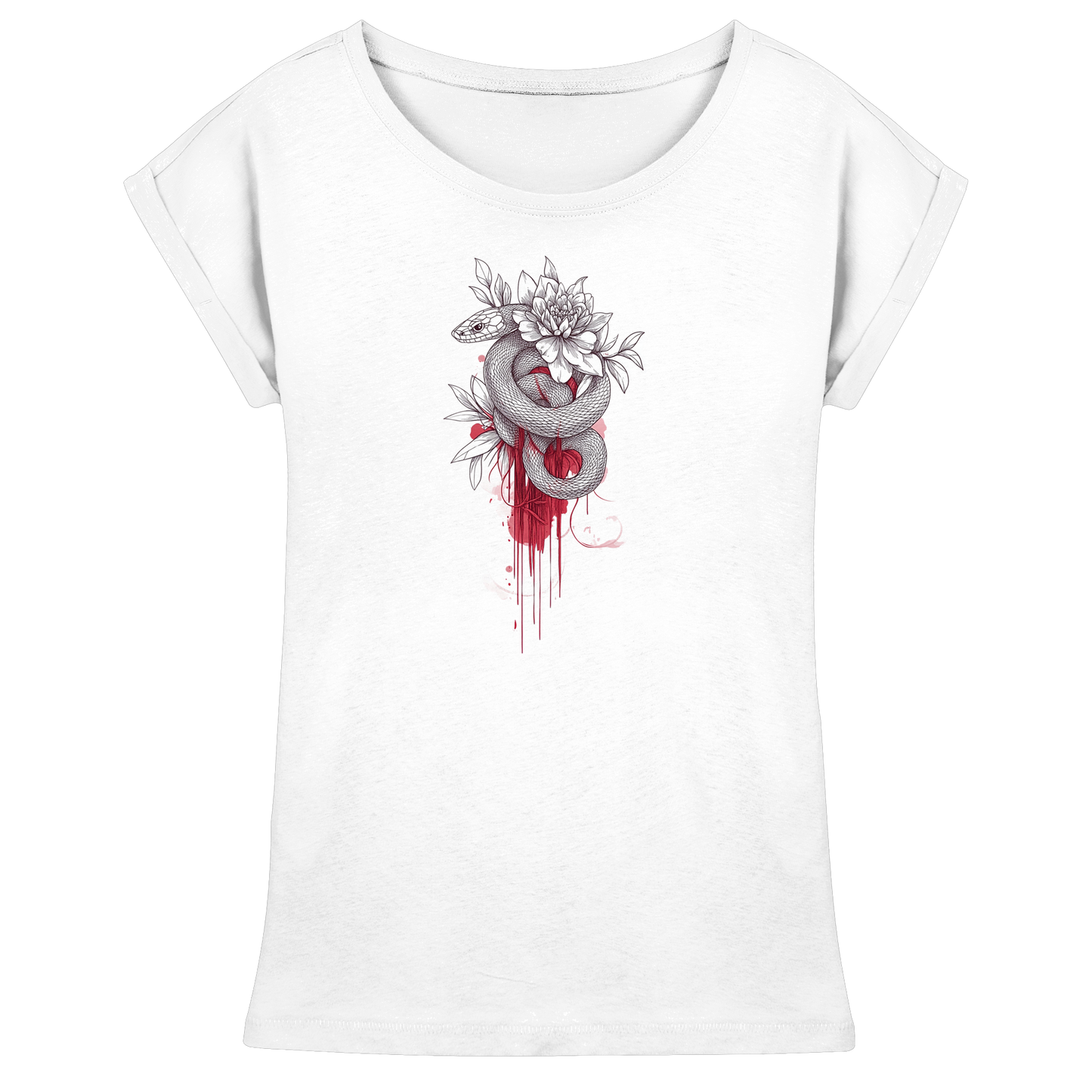 Schlange nur Vorderseiten Druck - Womens Extended Shoulder T-Shirt