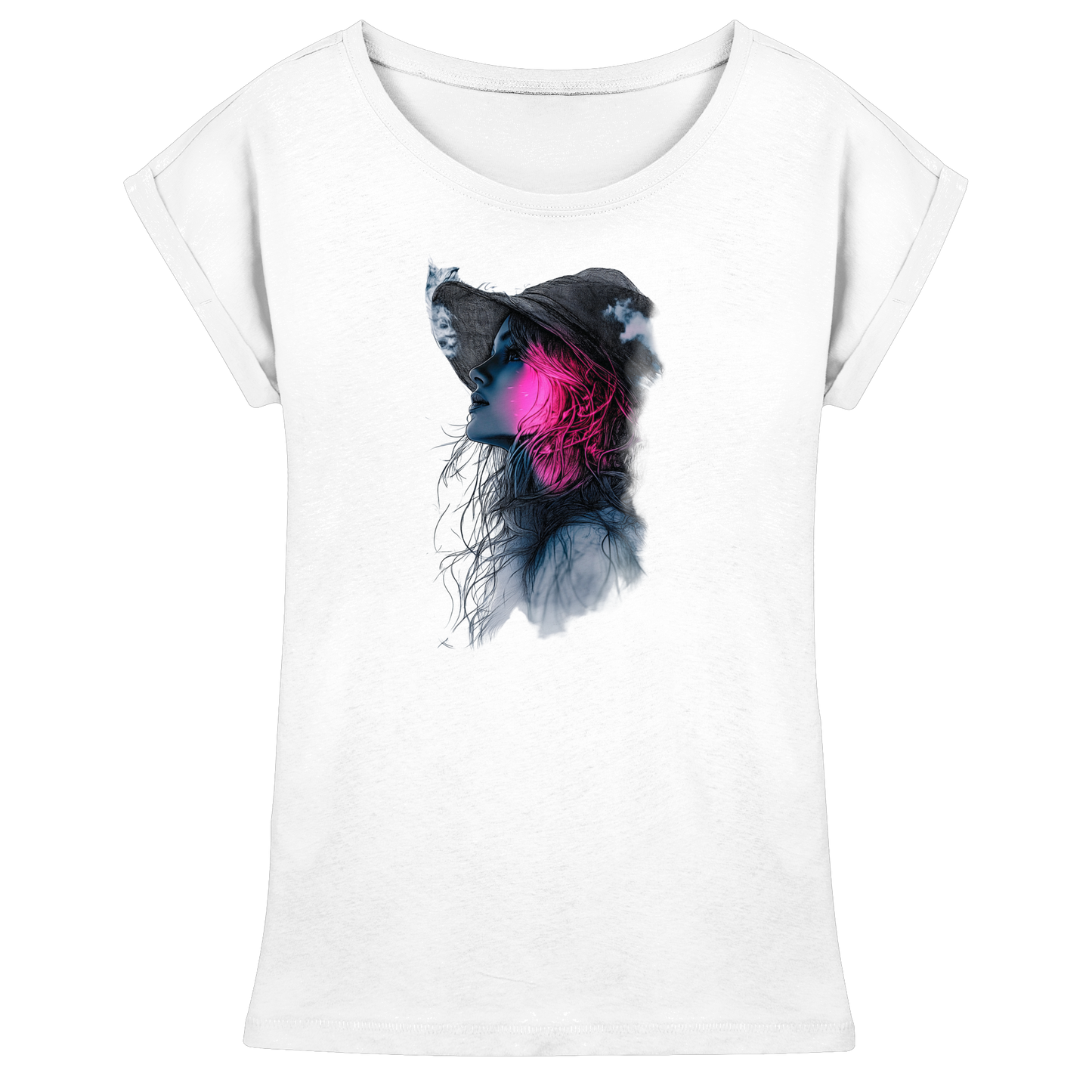 Frau nur Vorderseiten Druck - Womens Extended Shoulder T-Shirt