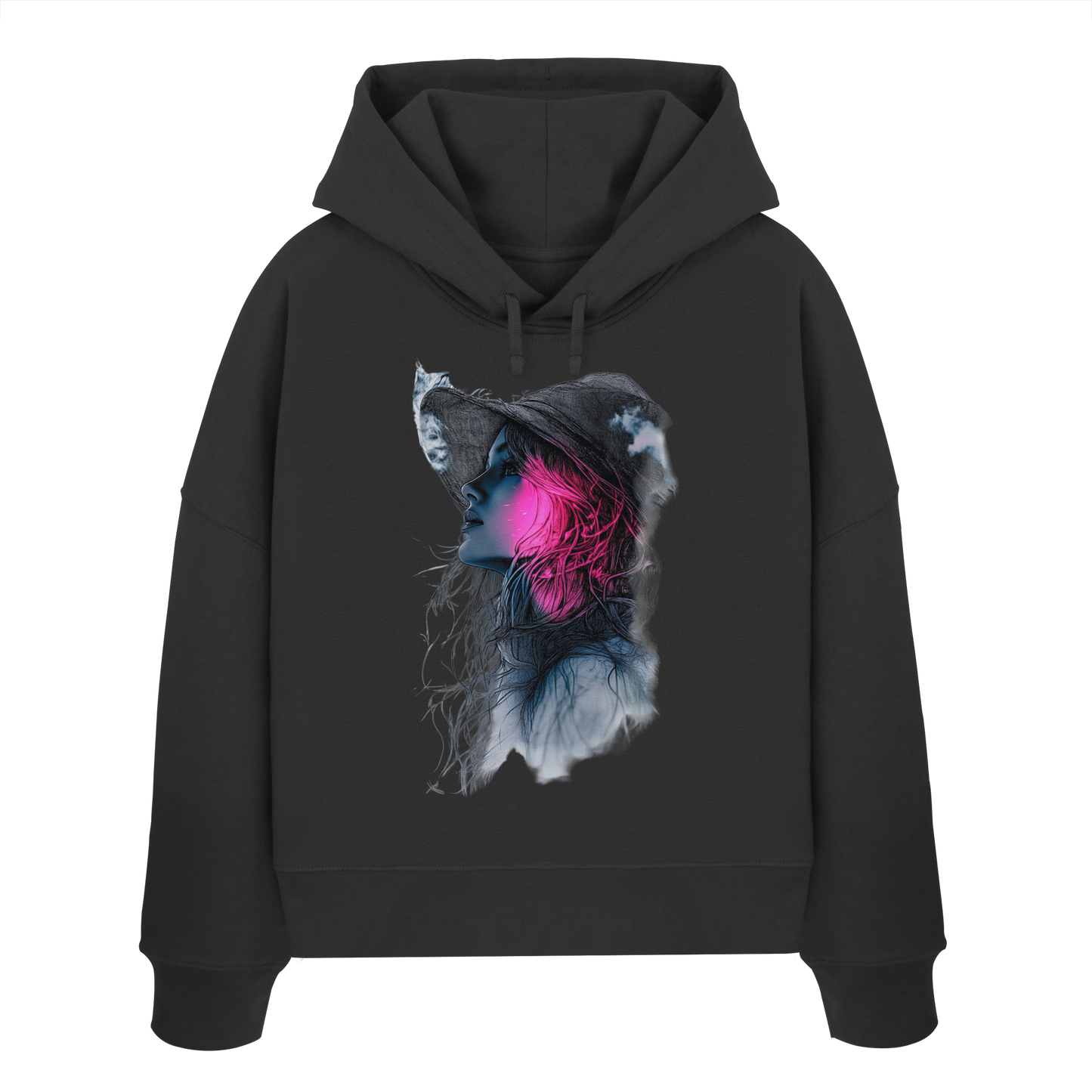 Frau (Vorderseiten Druck) - Womens Organic Boxcut Hoodie