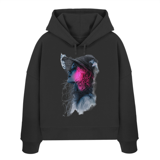 Frau nur Vorderseiten Druck - Womens Organic Boxcut Hoodie