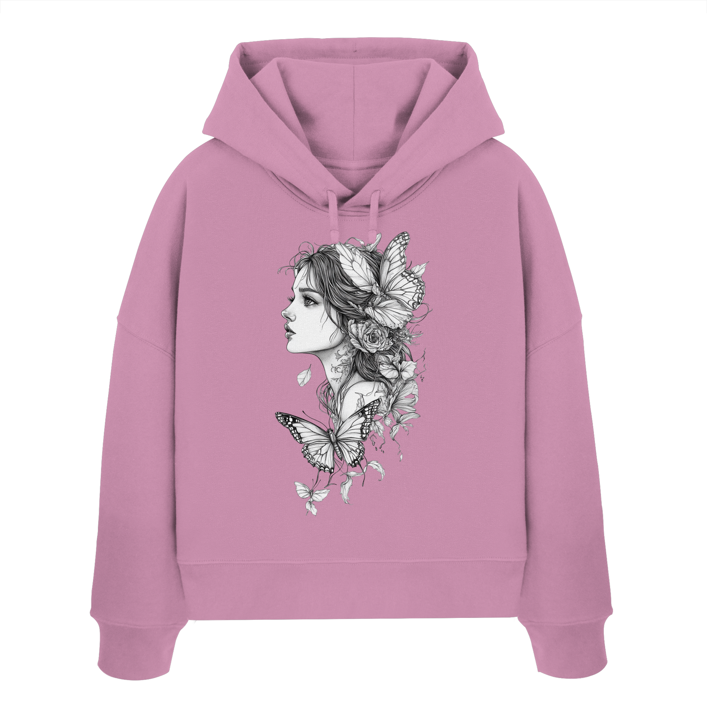 Schmetterlings Frau nur Vorderseite Druck - Womens Organic Boxcut Hoodie