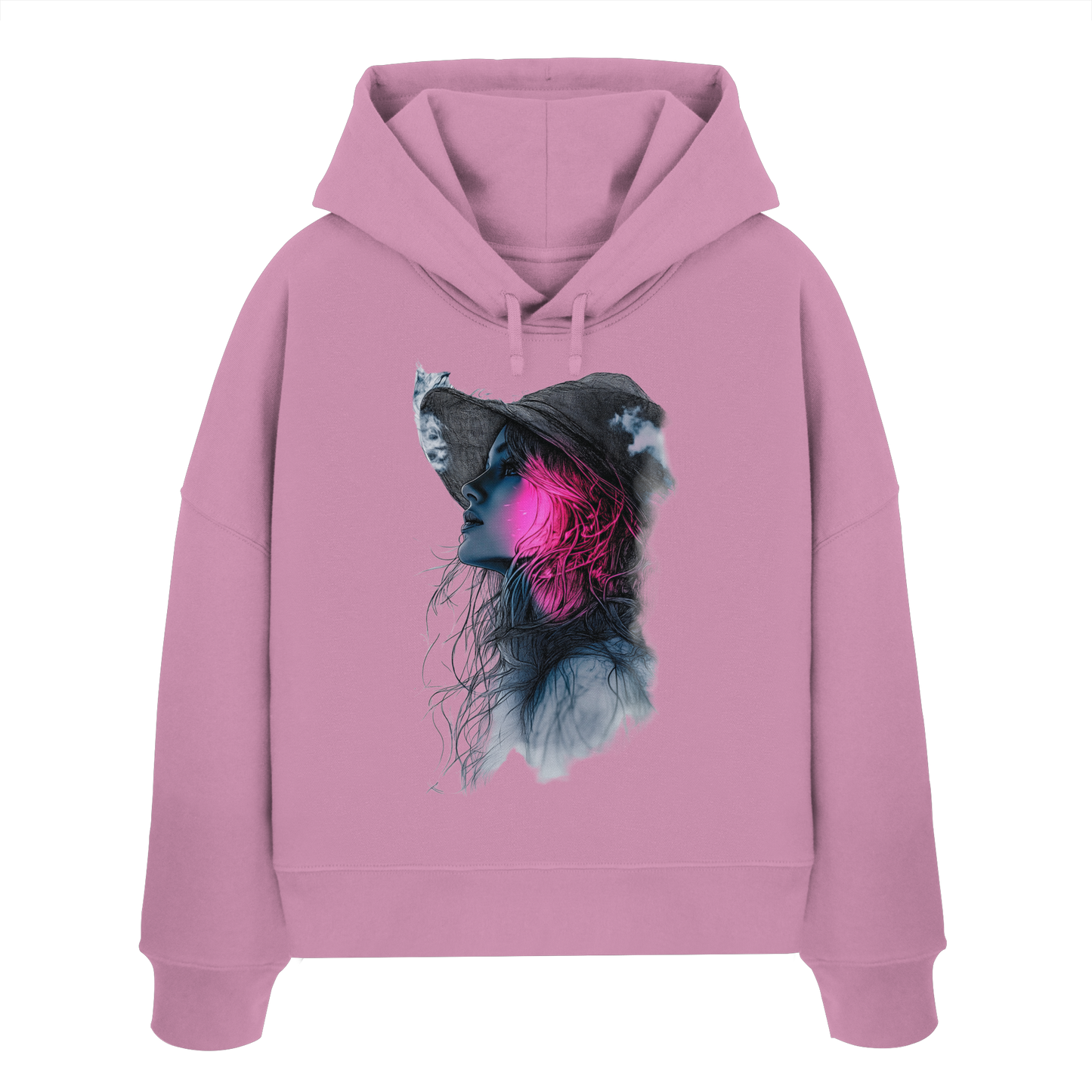Frau (Vorderseiten Druck) - Womens Organic Boxcut Hoodie