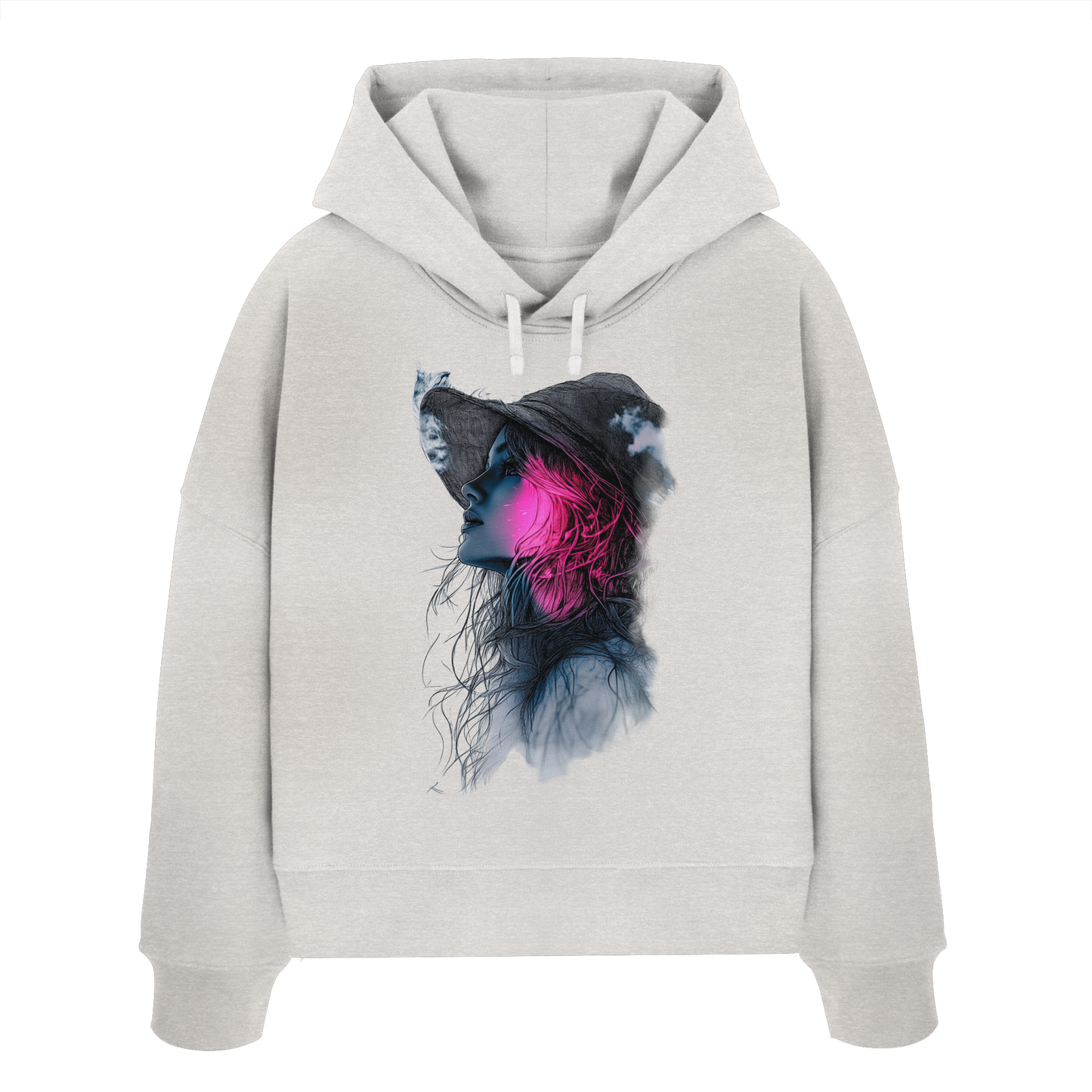 Frau (Vorderseiten Druck) - Womens Organic Boxcut Hoodie