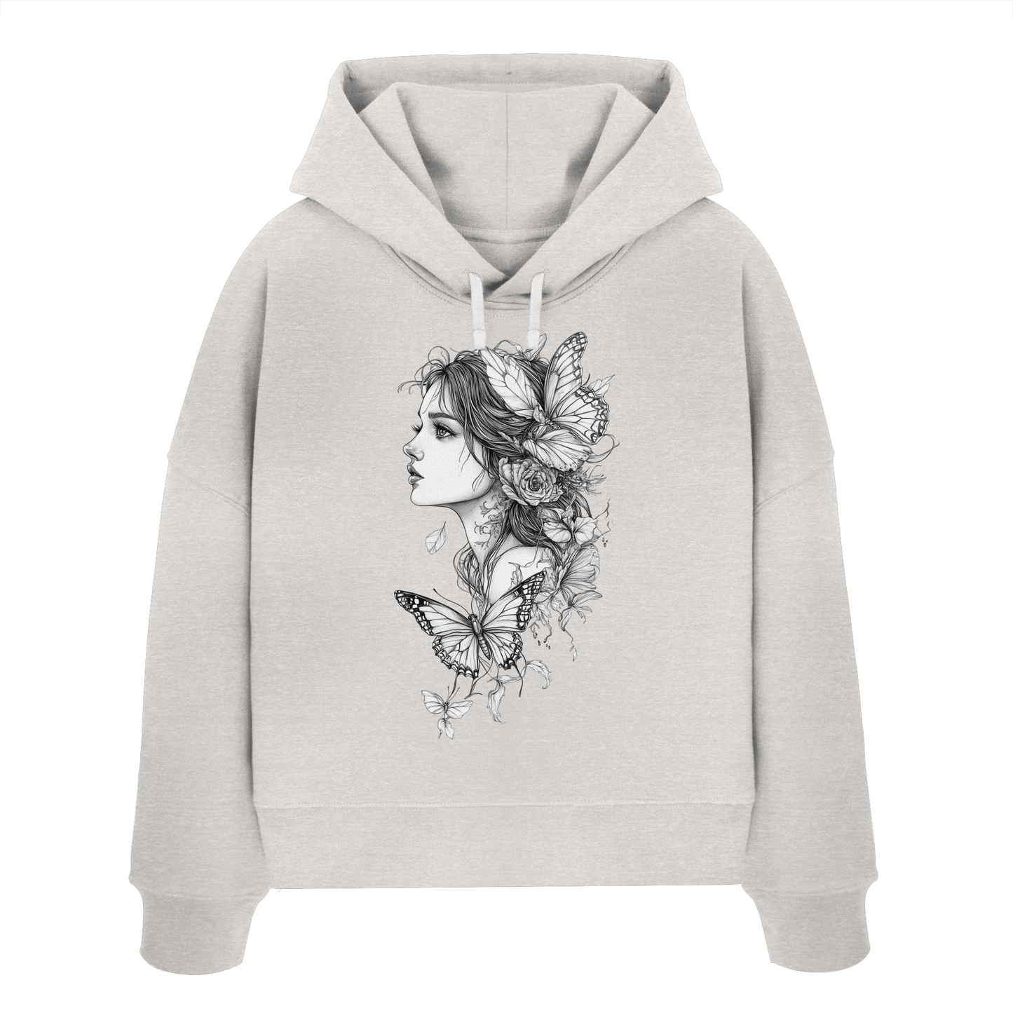 Schmetterlings Frau nur Vorderseite Druck - Womens Organic Boxcut Hoodie