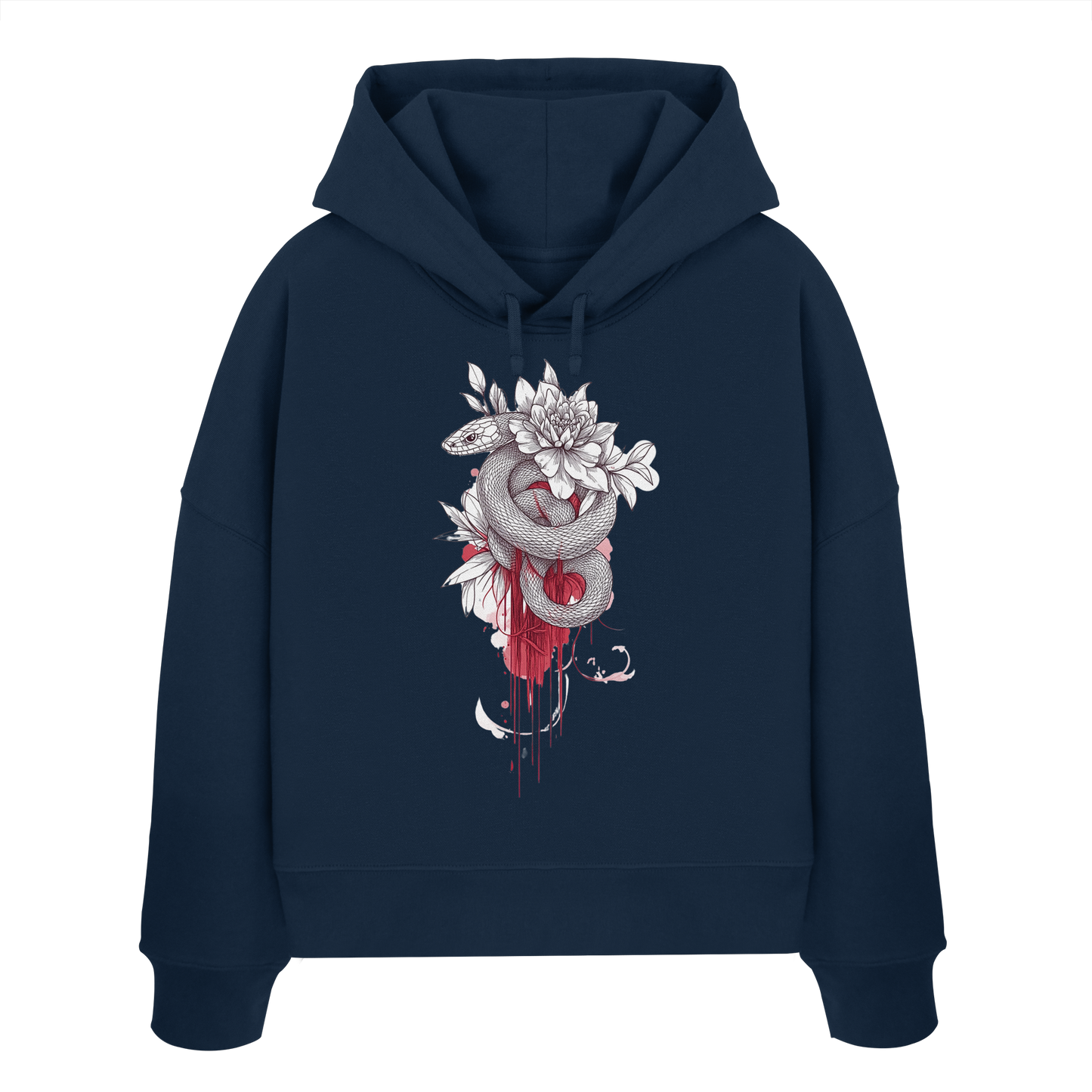 Schlange nur Vorderseiten Druck - Womens Organic Boxcut Hoodie