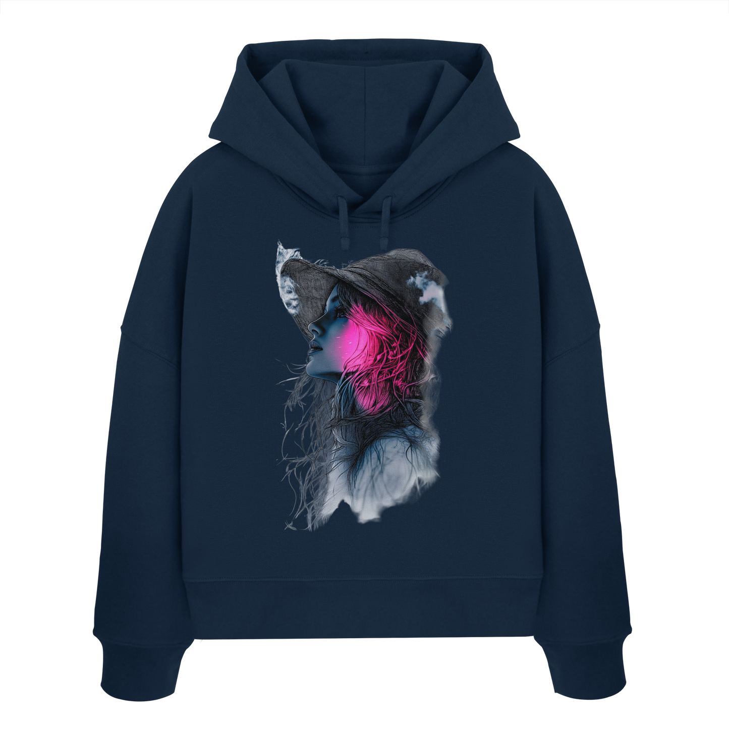 Frau (Vorderseiten Druck) - Womens Organic Boxcut Hoodie