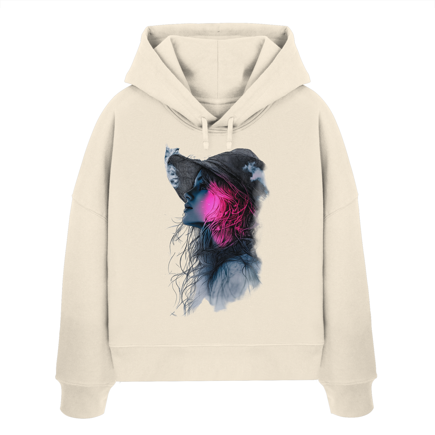 Frau (Vorderseiten Druck) - Womens Organic Boxcut Hoodie