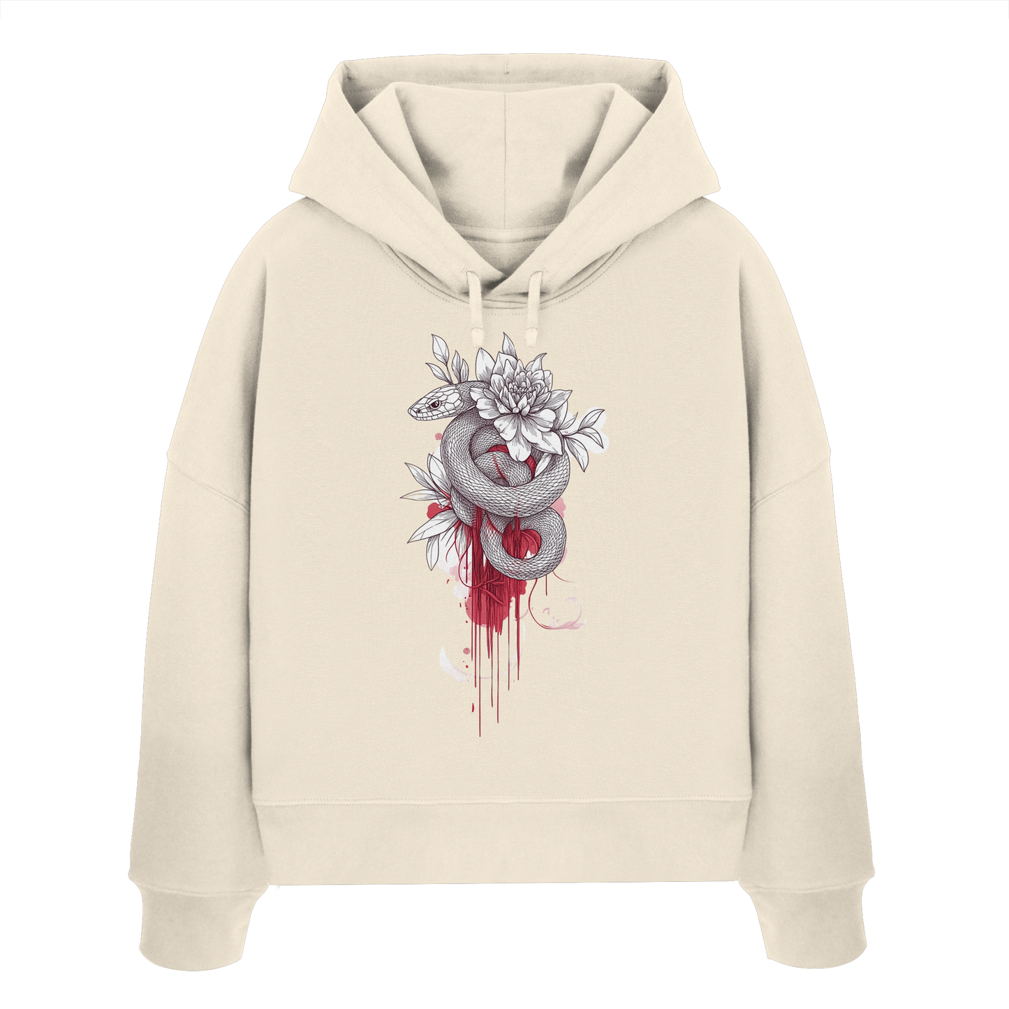 Schlange nur Vorderseiten Druck - Womens Organic Boxcut Hoodie