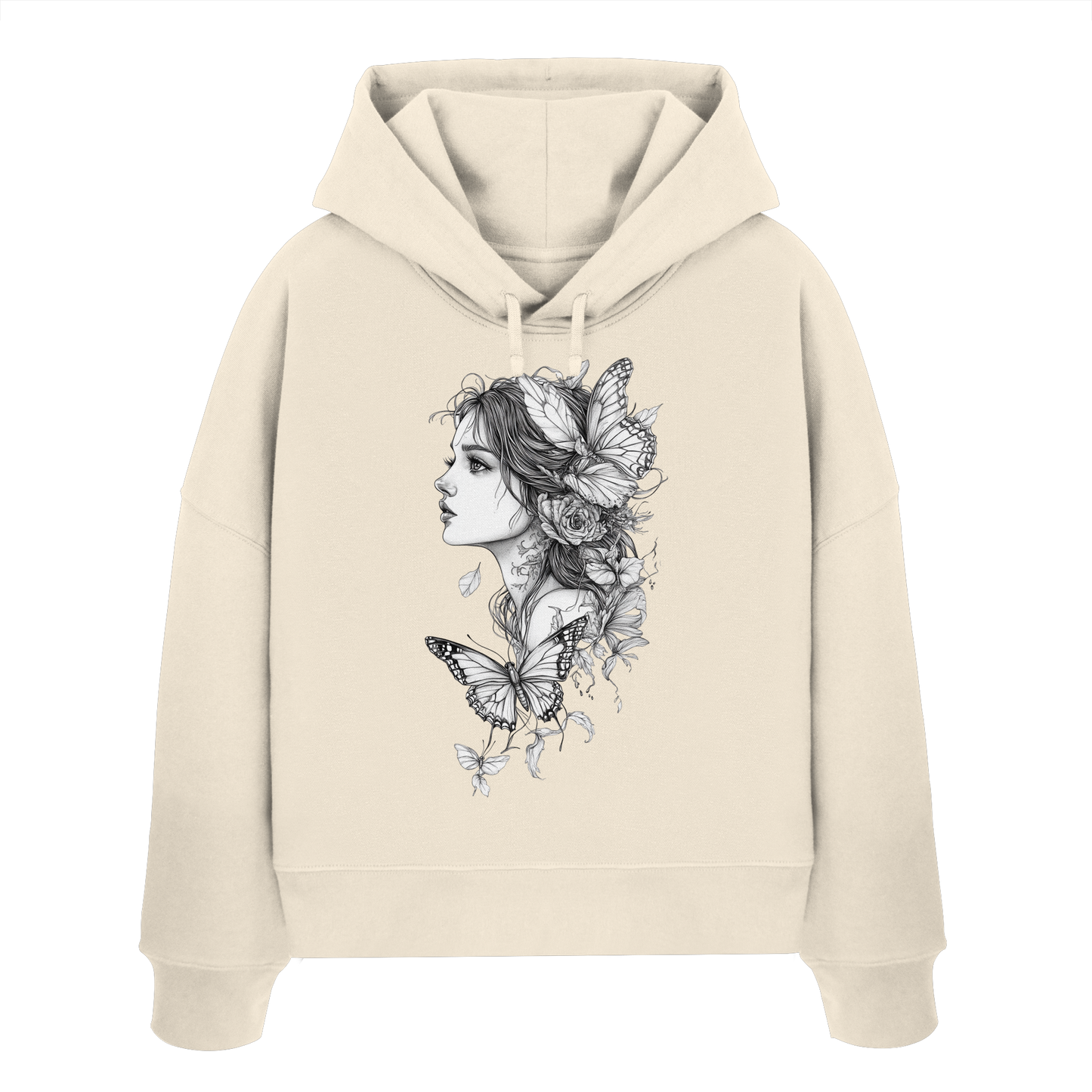 Schmetterlings Frau nur Vorderseite Druck - Womens Organic Boxcut Hoodie