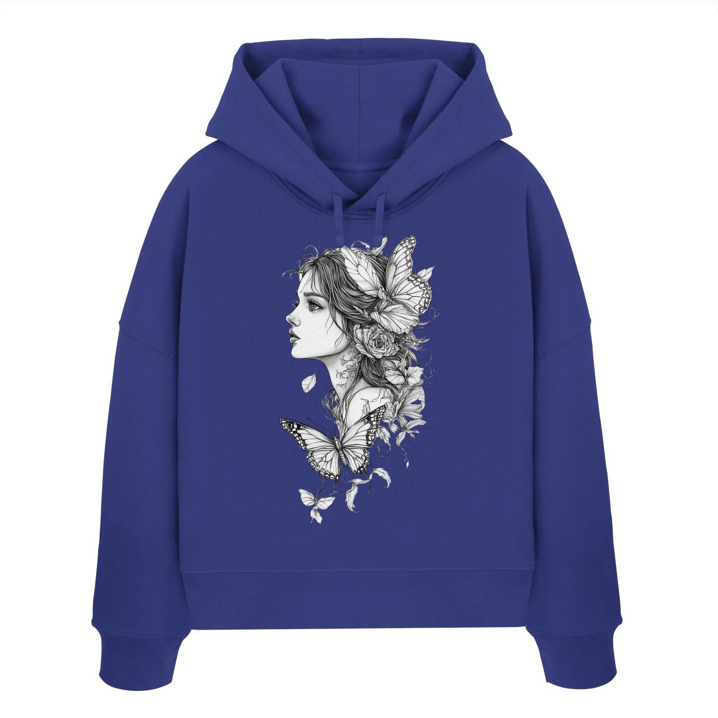 Schmetterlings Frau nur Vorderseite Druck - Womens Organic Boxcut Hoodie