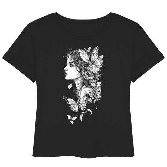 Schmetterlings Frau nur Vorderseiten Druck - Womens Organic Lightweight T-Shirt