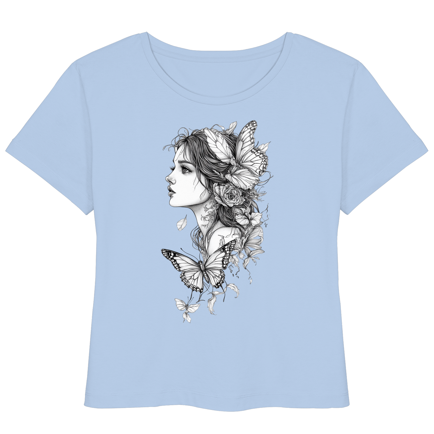 Schmetterlings Frau nur Vorderseiten Druck - Womens Organic Lightweight T-Shirt