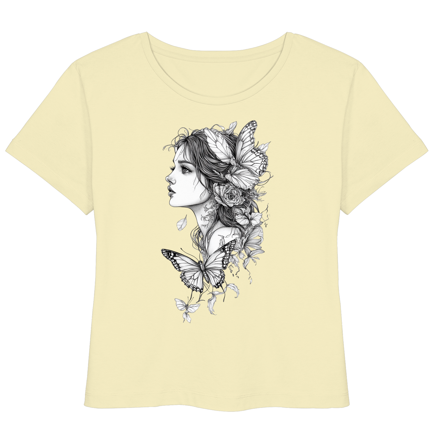 Schmetterlings Frau nur Vorderseiten Druck - Womens Organic Lightweight T-Shirt