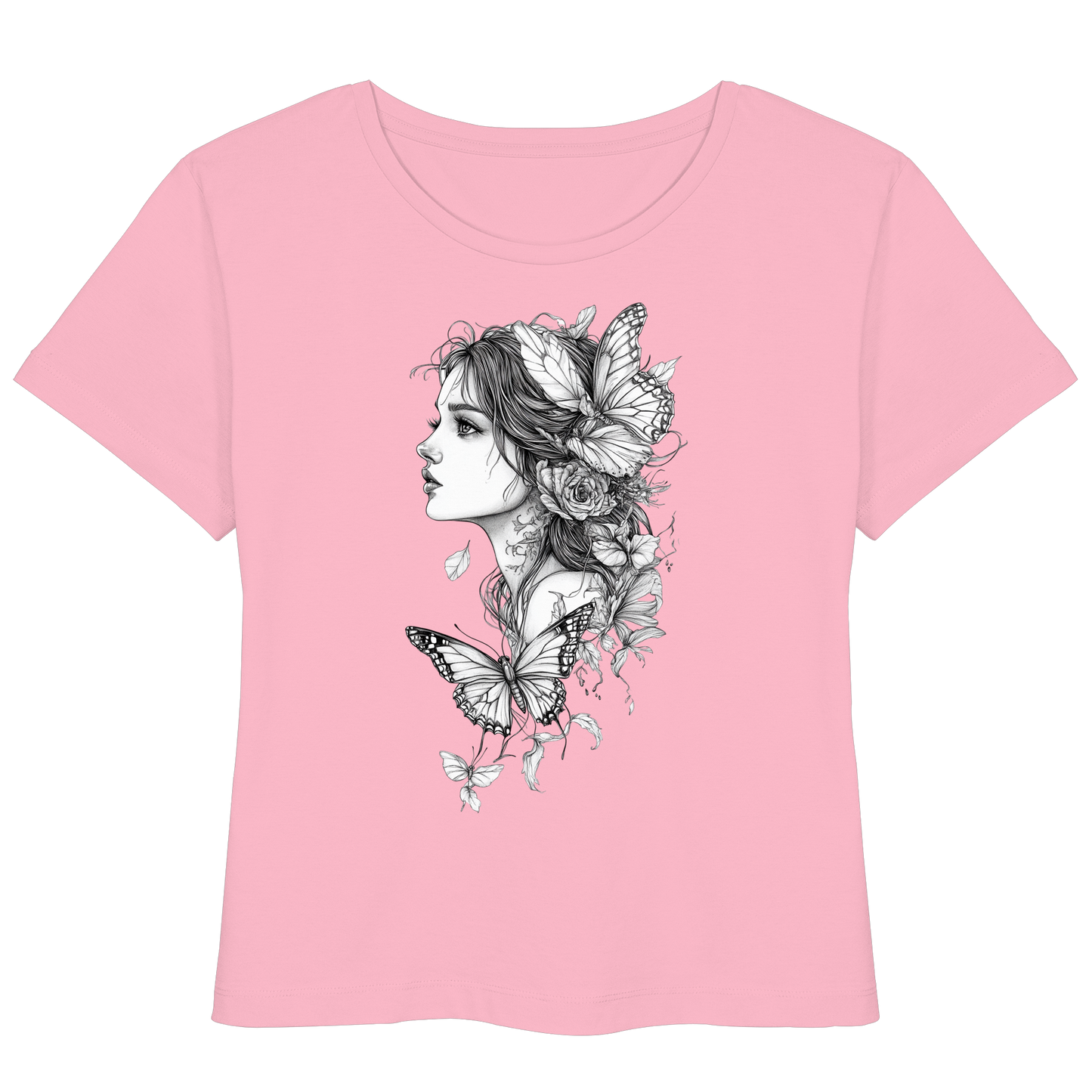 Schmetterlings Frau nur Vorderseiten Druck - Womens Organic Lightweight T-Shirt