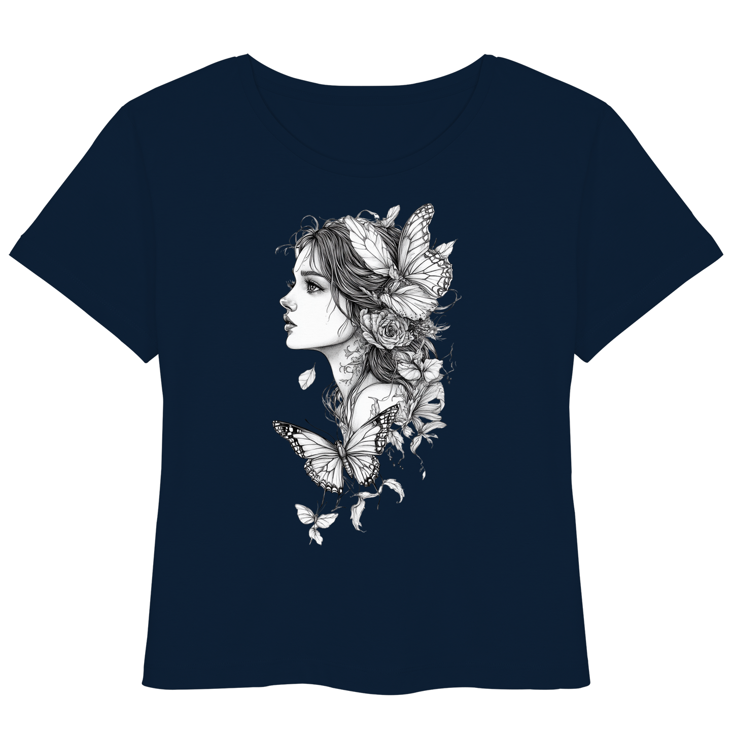 Schmetterlings Frau nur Vorderseiten Druck - Womens Organic Lightweight T-Shirt