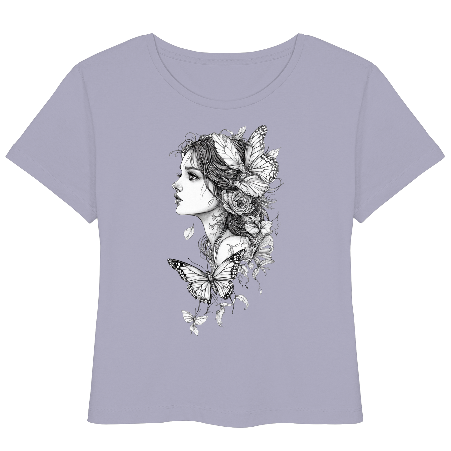 Schmetterlings Frau nur Vorderseiten Druck - Womens Organic Lightweight T-Shirt