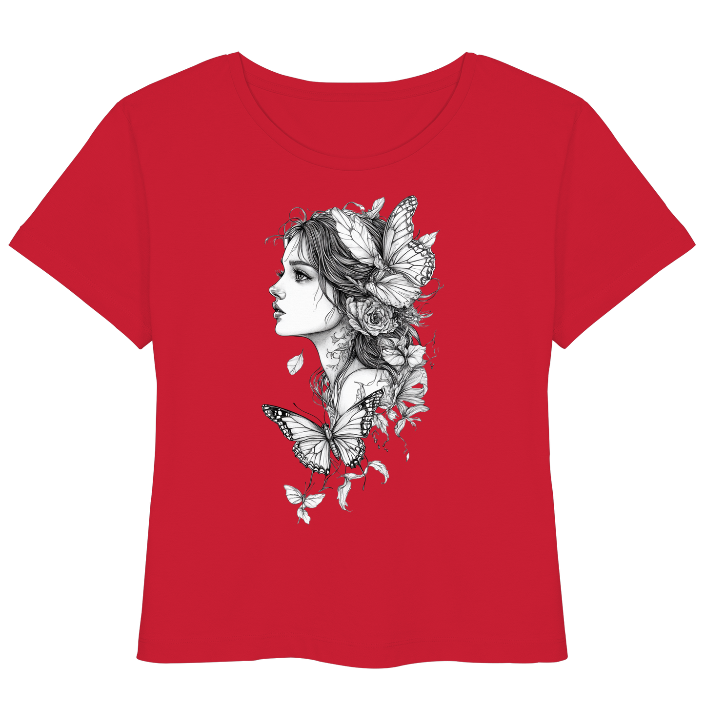 Schmetterlings Frau nur Vorderseiten Druck - Womens Organic Lightweight T-Shirt